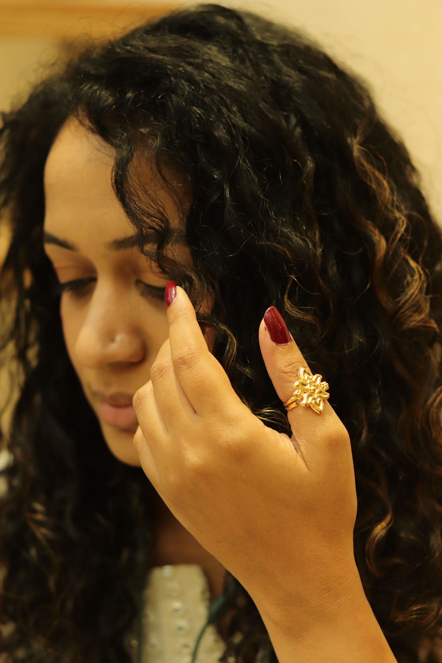Bilva two leaves ring
